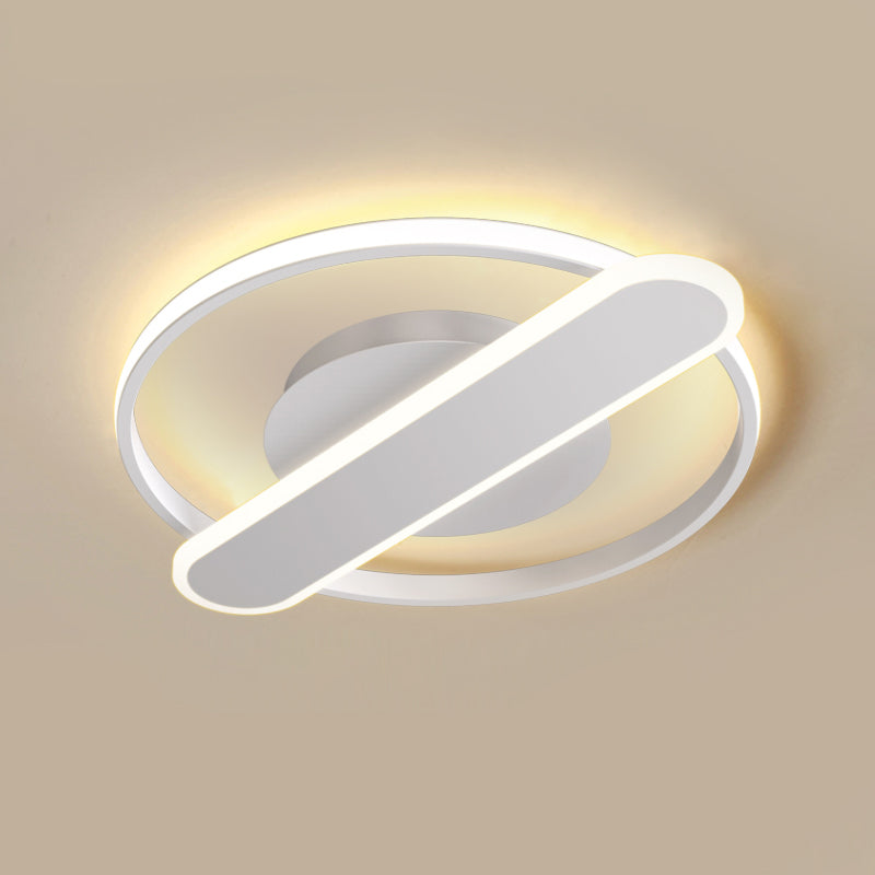 Modern Acrylic Led Ceiling Lamp - Black/White/Gold Flush Mount 16.5’/20.5’ Width