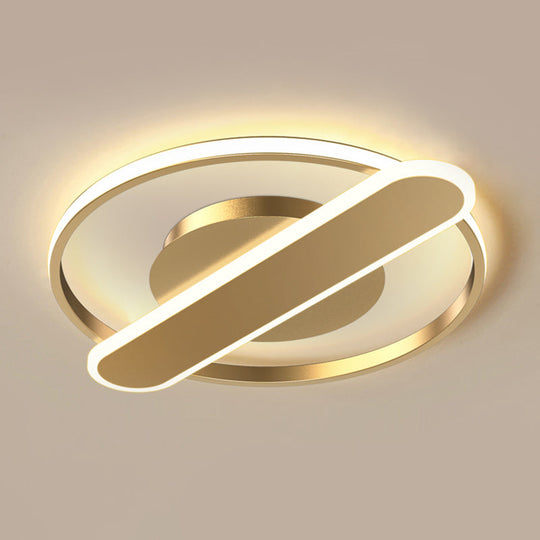 Modern Acrylic Led Ceiling Lamp - Black/White/Gold Flush Mount 16.5’/20.5’ Width