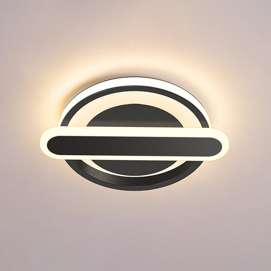 Modern Metal Black/White/Gold Led Ceiling Flushmount For Corridor - Small Circle & Oval Design