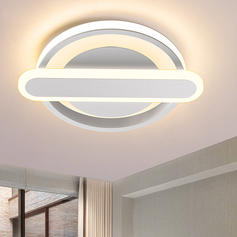 Modern Metal Black/White/Gold Led Ceiling Flushmount For Corridor - Small Circle & Oval Design White