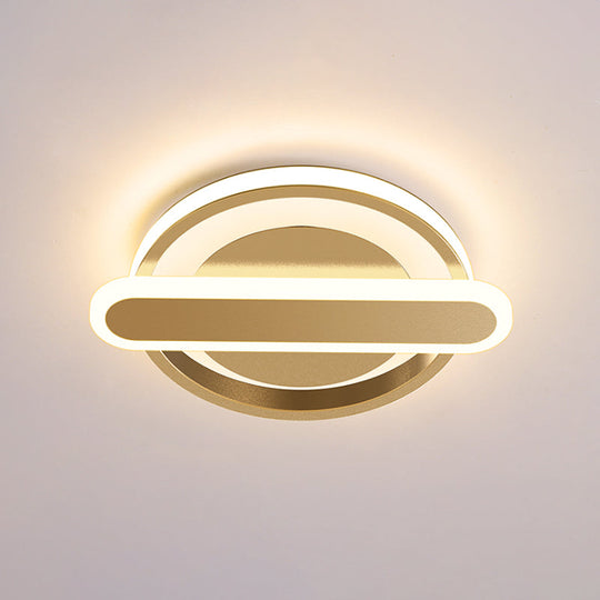Modern Metal Black/White/Gold Led Ceiling Flushmount For Corridor - Small Circle & Oval Design