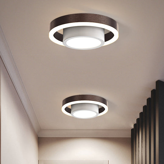 Small Acrylic Ceiling Flush Nordic Led Mount Lighting - Dual Hoop Design Black/Coffee/Gold Ideal