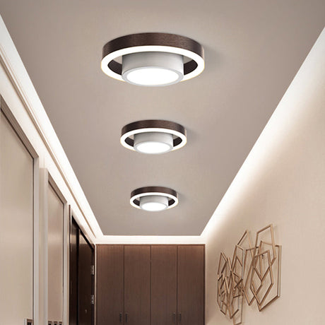 Small Acrylic Ceiling Flush Nordic Led Mount Lighting - Dual Hoop Design Black/Coffee/Gold Ideal For