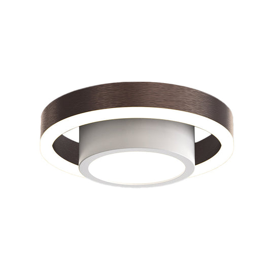Small Acrylic Ceiling Flush Nordic Led Mount Lighting - Dual Hoop Design Black/Coffee/Gold Ideal