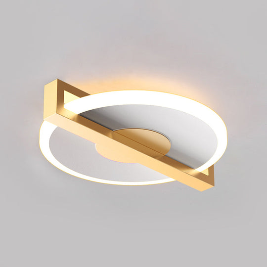 Retro Style Metal Flush Light Fixture – Small Disk Thin Design Black/White & Gold Led Close To