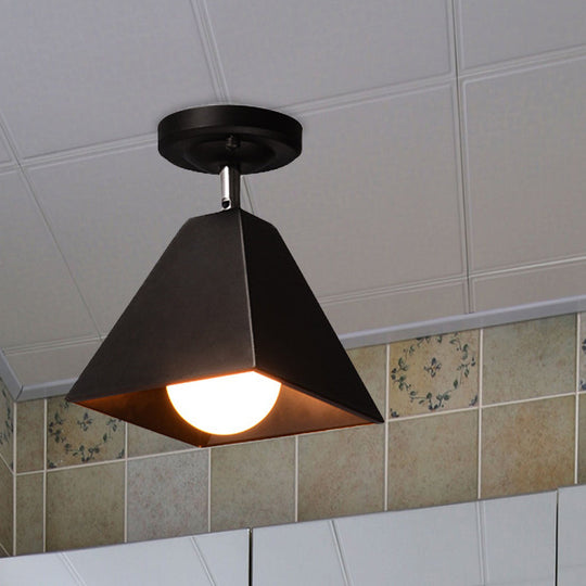 Iron Swivel Shade Ceiling Lamp - Industrial Style Semi - Flush Mount In Black/White (1/2/3 - Head