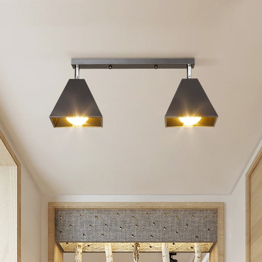 Iron Swivel Shade Ceiling Lamp - Industrial Style Semi - Flush Mount In Black/White (1/2/3 - Head