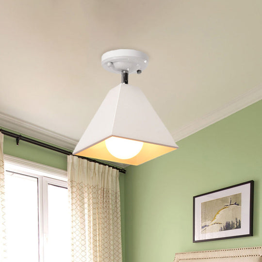 Iron Swivel Shade Ceiling Lamp - Industrial Style Semi - Flush Mount In Black/White (1/2/3 - Head
