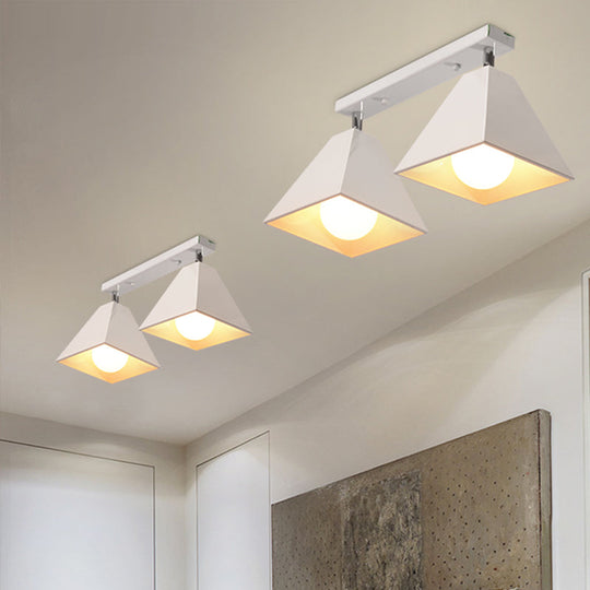 Iron Swivel Shade Ceiling Lamp - Industrial Style Semi - Flush Mount In Black/White (1/2/3 - Head