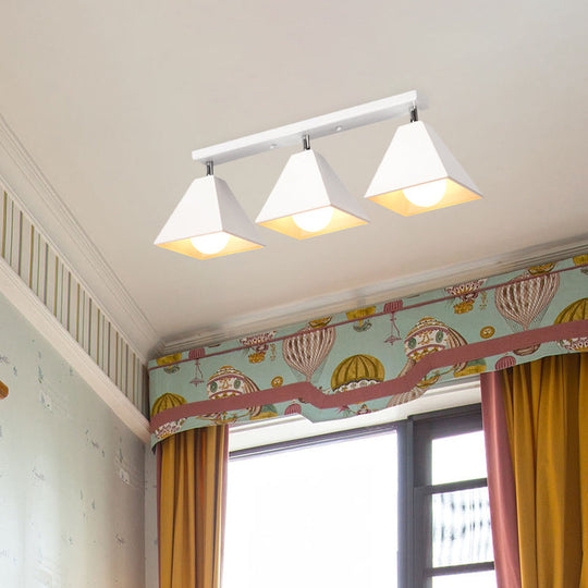 Iron Swivel Shade Ceiling Lamp - Industrial Style Semi - Flush Mount In Black/White (1/2/3 - Head