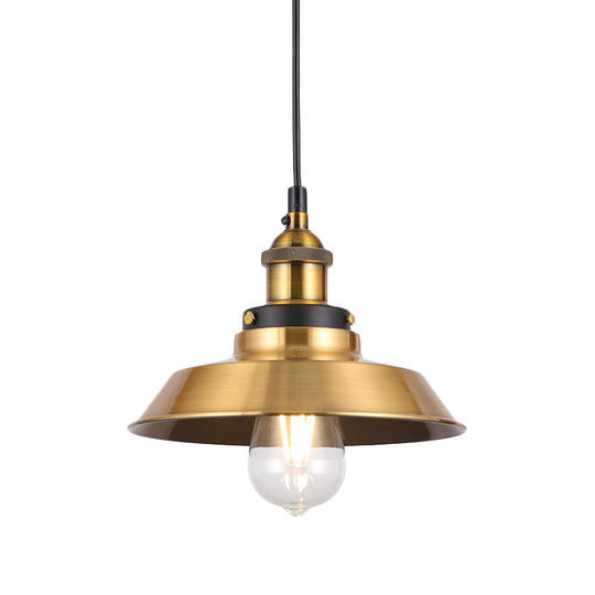 Vintage Gold Pendant Light - Elegant Iron Lid With Retro Cone Shape Ideal Luminaire For Dining Table