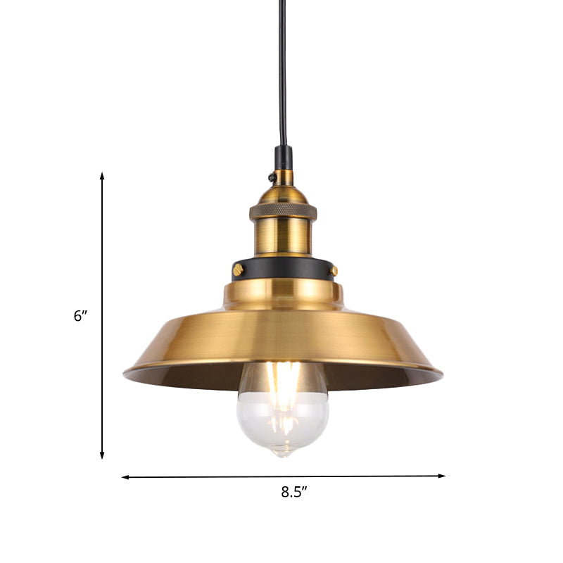 Vintage Gold Pendant Light - Elegant Iron Lid With Retro Cone Shape Ideal Luminaire For Dining Table
