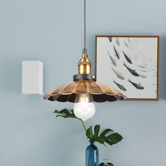Vintage Gold Pendant Light - Elegant Iron Lid With Retro Cone Shape Ideal Luminaire For Dining Table