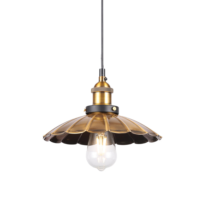 Vintage Gold Pendant Light - Elegant Iron Lid With Retro Cone Shape Ideal Luminaire For Dining Table