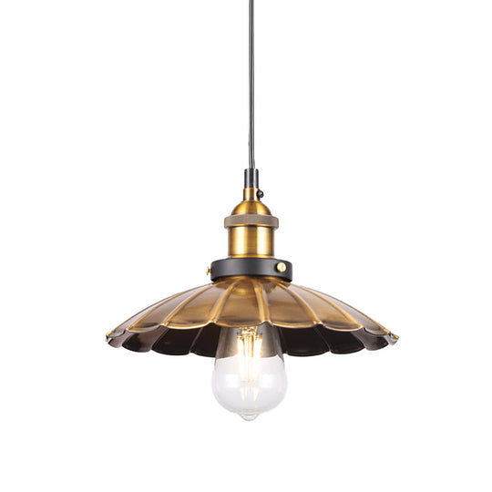 Vintage Gold Pendant Light - Elegant Iron Lid With Retro Cone Shape Ideal Luminaire For Dining Table