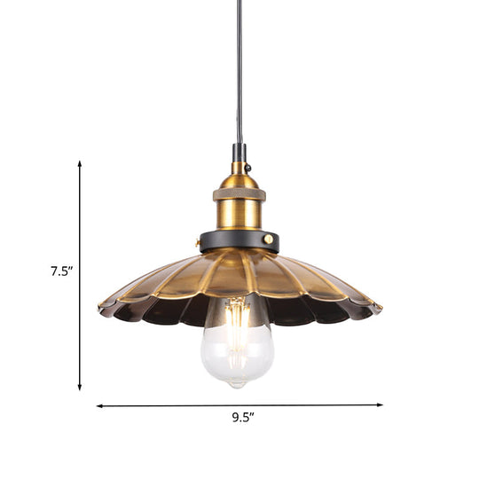 Vintage Gold Pendant Light - Elegant Iron Lid With Retro Cone Shape Ideal Luminaire For Dining Table