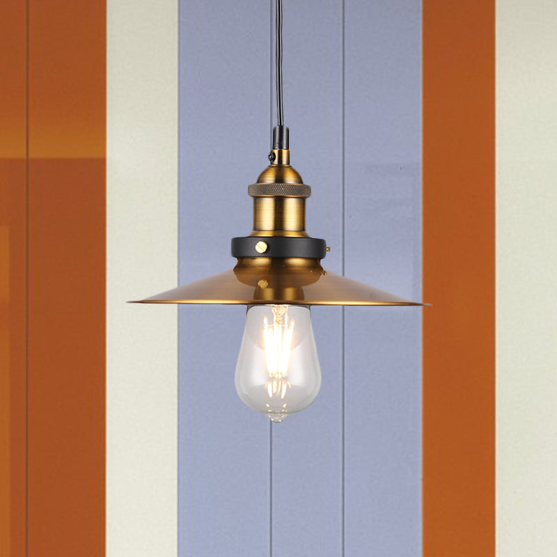 Vintage Gold Pendant Light - Elegant Iron Lid With Retro Cone Shape Ideal Luminaire For Dining Table