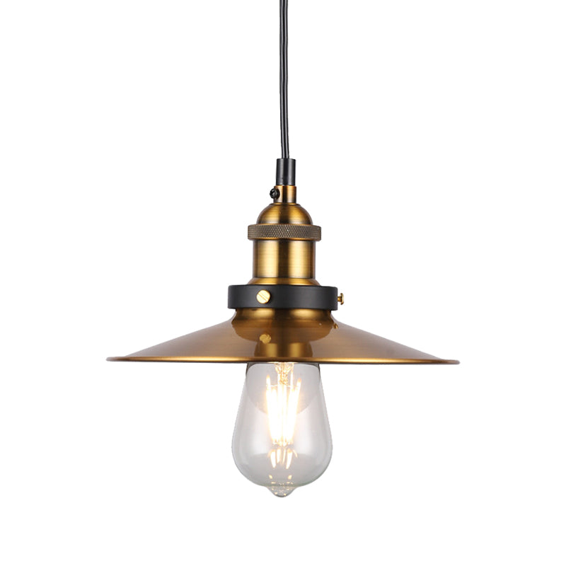 Vintage Gold Pendant Light - Elegant Iron Lid With Retro Cone Shape Ideal Luminaire For Dining Table