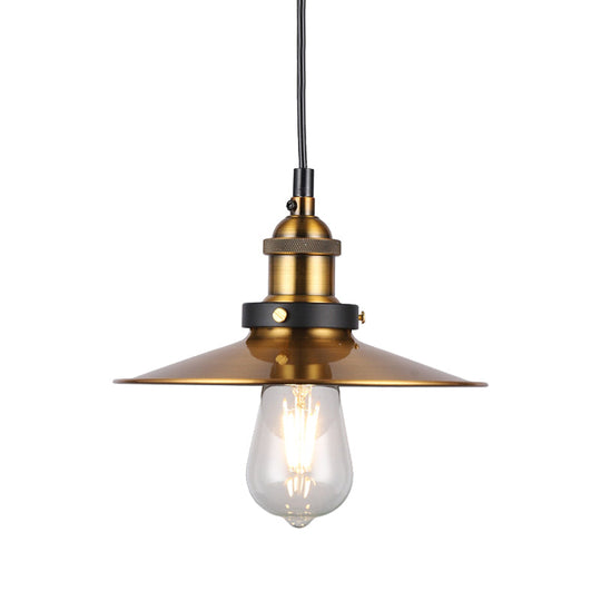 Vintage Gold Pendant Light - Elegant Iron Lid With Retro Cone Shape Ideal Luminaire For Dining Table