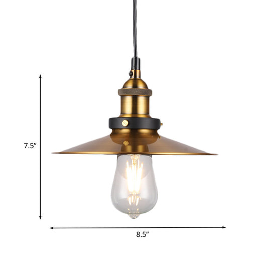 Vintage Gold Pendant Light - Elegant Iron Lid With Retro Cone Shape Ideal Luminaire For Dining Table