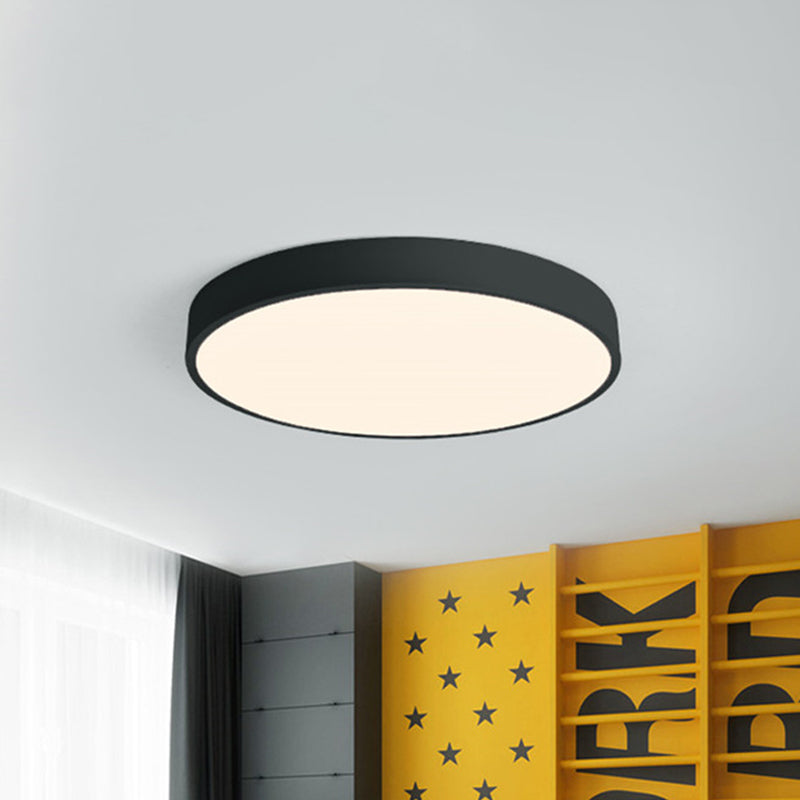 Modern Led Flush Mount Ceiling Light In Pink/Black/White With Acrylic Shade - 12’/16’ Diameter
