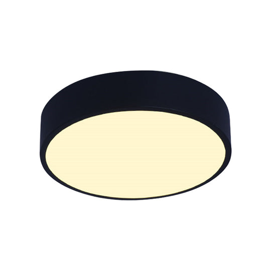 Modern Led Flush Mount Ceiling Light In Pink/Black/White With Acrylic Shade - 12’/16’ Diameter