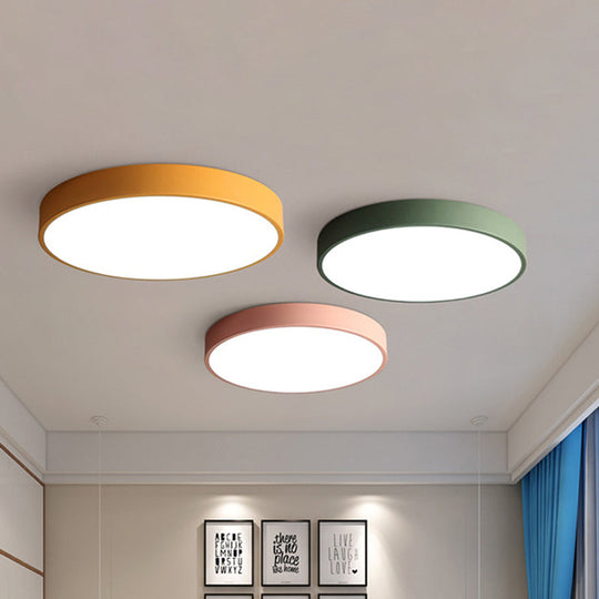 Modern Led Flush Mount Ceiling Light In Pink/Black/White With Acrylic Shade - 12’/16’ Diameter