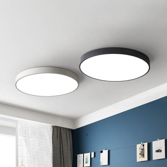 Modern Led Flush Mount Ceiling Light In Pink/Black/White With Acrylic Shade - 12/16 Diameter White /