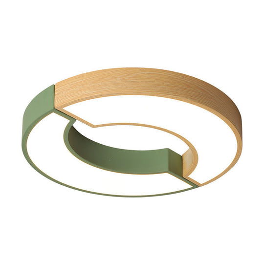 Grey/Green-Wood Double Arch Flushmount Nordic Iron Led Ceiling Mounted Light - 16.5/20.5 Diameter