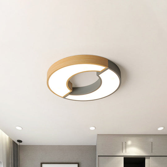 Grey/Green-Wood Double Arch Flushmount Nordic Iron Led Ceiling Mounted Light - 16.5/20.5 Diameter