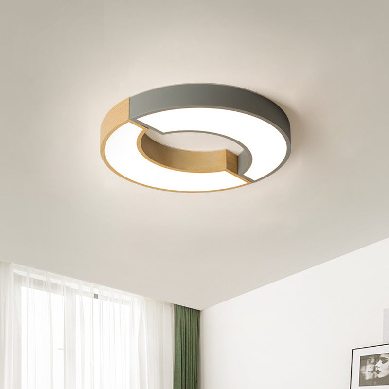 Grey/Green-Wood Double Arch Flushmount Nordic Iron Led Ceiling Mounted Light - 16.5/20.5 Diameter