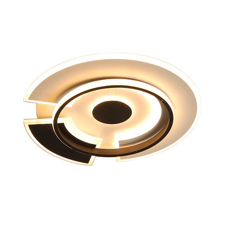 Modern Spliced Disc Thin Ceiling Light - Acrylic Led Flush Mount Fixture In Black & White