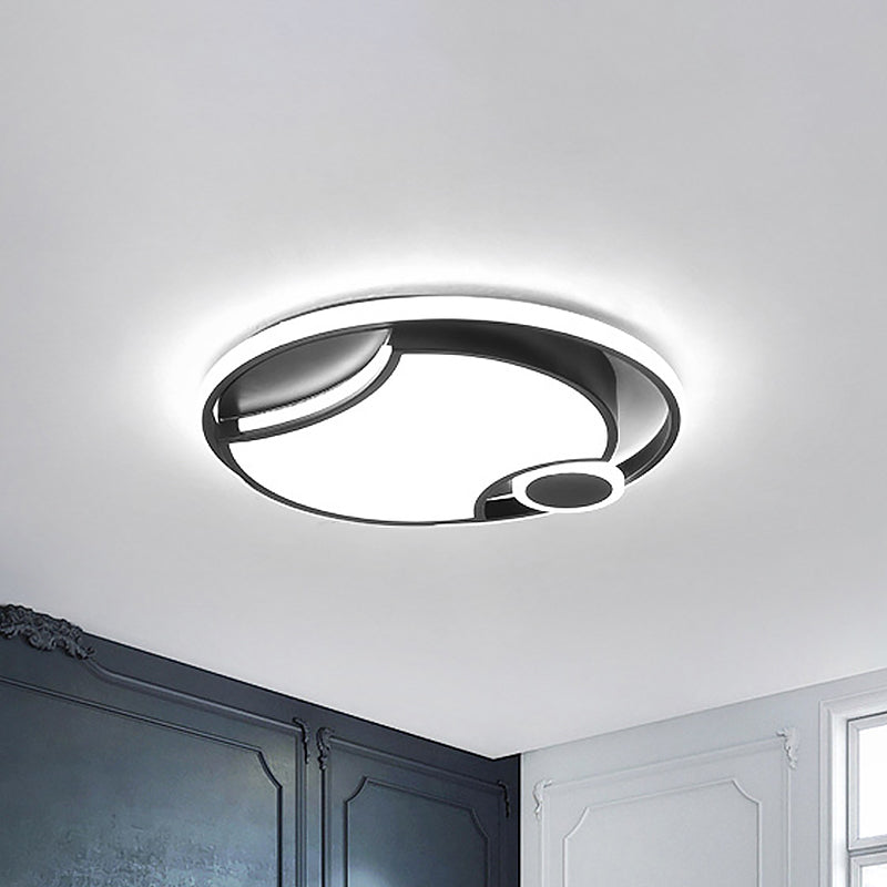 Modern Black Iron Cut-Out Design Led Ceiling Light - 16.5/20.5 Wide Round Flush Mount Warm/White /