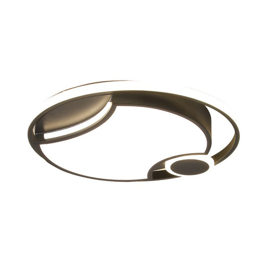 Modern Black Iron Cut-Out Design Led Ceiling Light - 16.5’/20.5’ Wide Round Flush Mount Warm/White