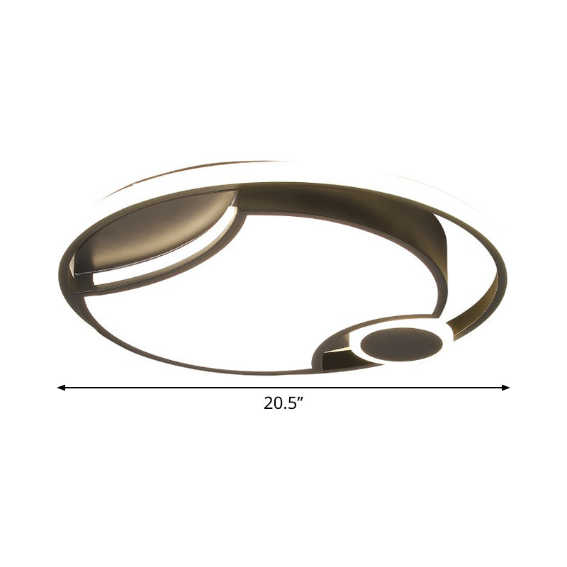 Modern Black Iron Cut-Out Design Led Ceiling Light - 16.5’/20.5’ Wide Round Flush Mount Warm/White