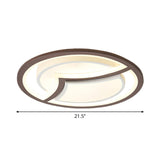 Nordic Iron Led Ceiling Light Fixture - 18/21.5 Coffee With Gull Pattern Warm/White Thin Circle