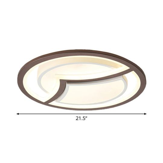 Nordic Iron Led Ceiling Light Fixture - 18/21.5 Coffee With Gull Pattern Warm/White Thin Circle