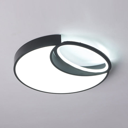 Waxing Moon & Oval Minimalist Led Flush Light - 18’/22’ Wide Acrylic Black Ceiling Flushmount