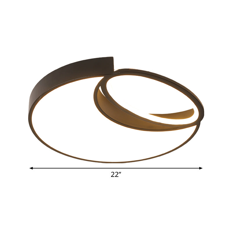 Waxing Moon & Oval Minimalist Led Flush Light - 18’/22’ Wide Acrylic Black Ceiling Flushmount