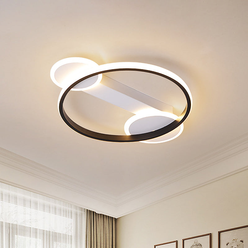Modern Black-White Hoop Silica Gel Ceiling Light - 16.5’/20.5’ Diameter Led Flush Mount With