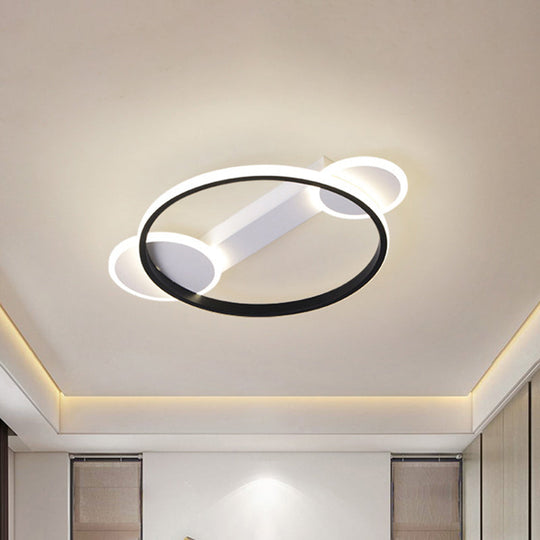Modern Black-White Hoop Silica Gel Ceiling Light - 16.5’/20.5’ Diameter Led Flush Mount With