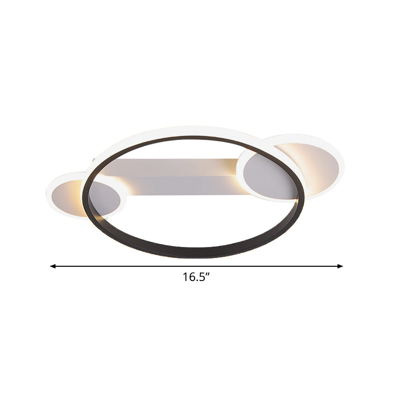 Modern Black-White Hoop Silica Gel Ceiling Light - 16.5’/20.5’ Diameter Led Flush Mount With