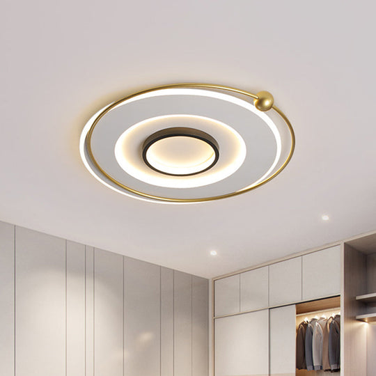 Ultra-Modern Black And Gold Led Ceiling Lamp In Warm/White Light 16.5’/22’ Circular Thin