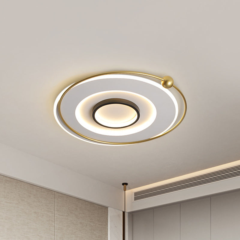 Ultra-Modern Black And Gold Led Ceiling Lamp In Warm/White Light 16.5’/22’ Circular Thin