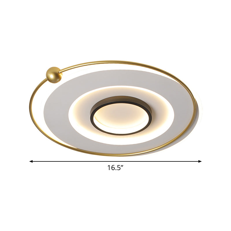 Ultra-Modern Black And Gold Led Ceiling Lamp In Warm/White Light 16.5’/22’ Circular Thin