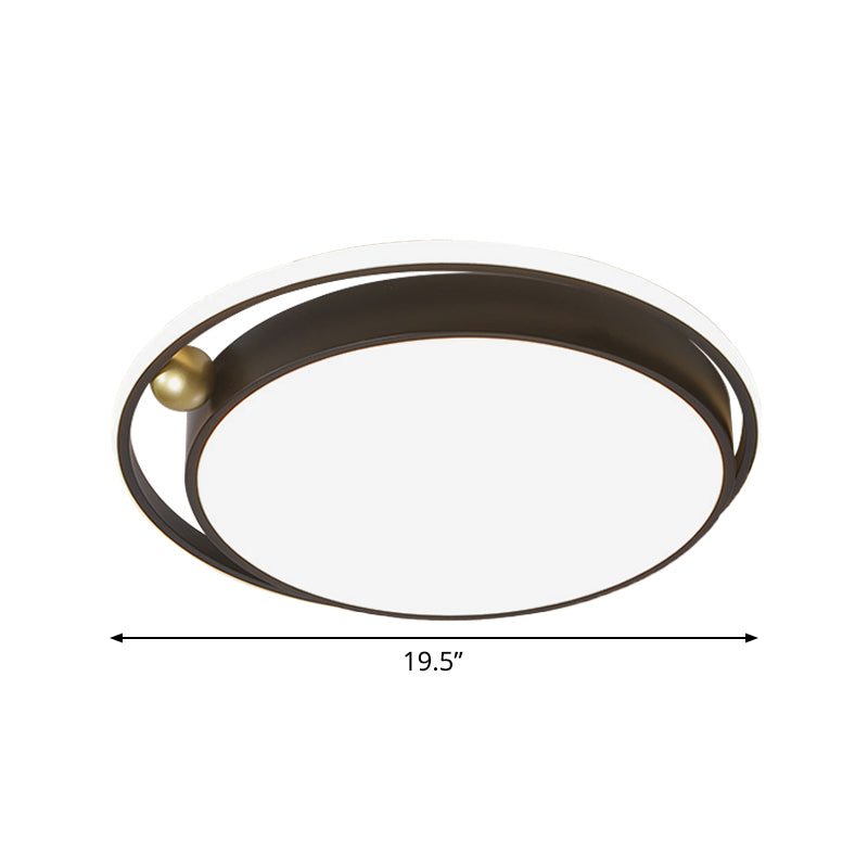 Modern Round Led Flush Mount Ceiling Light In Black- 16’/19.5’ Iron Frame With Warm/White Glow