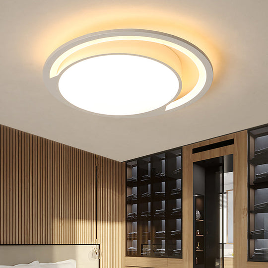 Minimalist White Acrylic Led Ceiling Light - 16/19.5 Wide Flush-Mount Fixture With Handgrip / 16