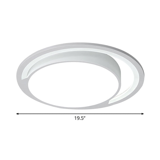 Minimalist White Acrylic Led Ceiling Light - 16’/19.5’ Wide Flush-Mount Fixture With Handgrip