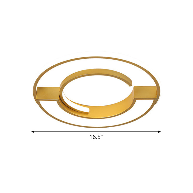Contemporary Gold Aluminum Ceiling Lamp - Led Flushmount Lighting In Warm/White Light (16.5’ Or