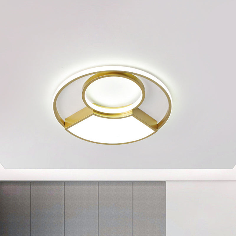 Modern Geometric Acrylic Flush Mount Led Ceiling Light Gold Finish In Warm/White 18’/22’ Width